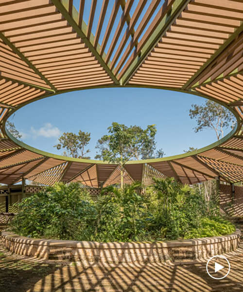 biophilic parametric structures by aidia studio shape civic park in mexican jungle